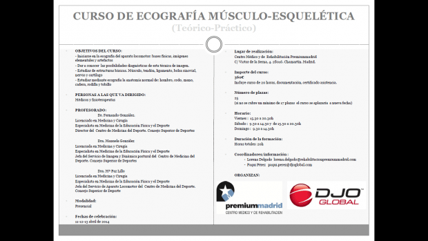 Curso ecografia musculoesqueletica Consejo Superior de Deportes Premium Madrid